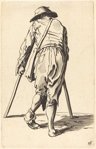 Mendiant avec des Béquilles et un Chapeau, Vue de Dos