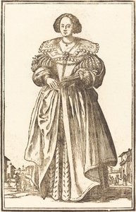 Noble femme avec éventail - After Jacques Callot