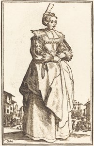 Femme noble avec un petit chapeau - After Jacques Callot