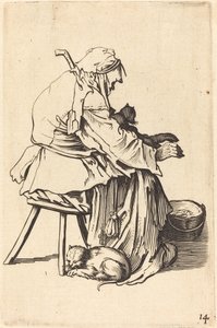 Vieille femme avec des chats