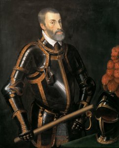 French : Empereur Charles V (1500-1558) en armure, portrait en demi-figure Emperor Charles V in armour