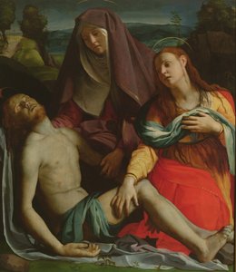 Christ mort entre la Vierge et Marie Madeleine