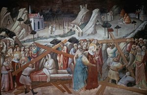 Sainte Hélène creuse pour trouver la Vraie Croix, de la Légende de la Vraie Croix par Agnolo Gaddi, chapelle de la Basilique de Santa Croce, Florence, vers 1380