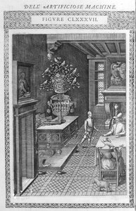 Fontaine avec oiseaux chantants. Projet par Agostino Ramelli, selon « Diverses et Artificieuses Machines » - Agostino (after) Ramelli