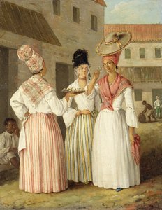 Une marchande de fleurs antillaise et deux autres femmes libres de couleur, vers 1769