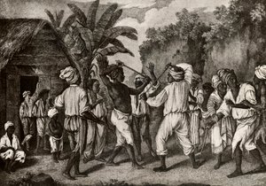 Combat de bâton entre Nègres anglais et français sur l
