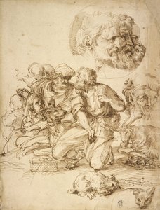 Un groupe de bergers et autres études - Agostino Carracci