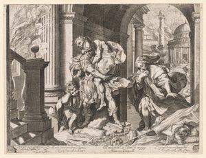 Énée et sa famille fuyant Troie