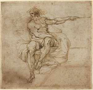 Nu masculin assis (recto) - Agostino Carracci