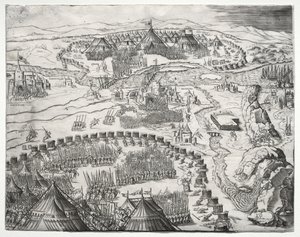 La position et le camp des armées de Charles V et Soliman II, 1532 - Agostino Musi