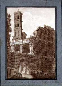Le temple de Mars au forum de Rome, vers 1800