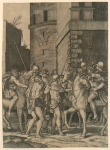 Un empereur romain rencontrant un soldat - Agostino Veneziano