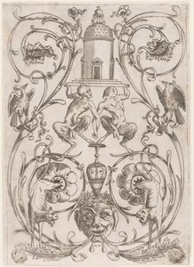 Ornement grotesque avec satyres, d