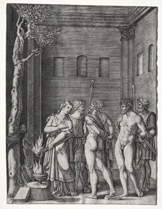 Oreste et Pylade amenés à Iphigénie pour le sacrifice - Agostino Veneziano