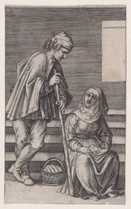 Paysanne et une femme avec des œufs, vers 1514-36 - Agostino Veneziano