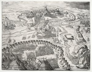 La Position et le Camp des Armées de Charles V et Soliman II - Agostino Veneziano
