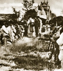 Un groupe de Cristeros réunis pour des dévotions secrètes, vers 1926 - Agustin Victor Casasola
