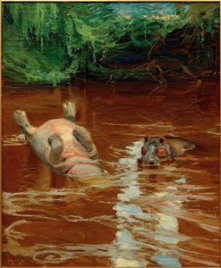 Hippopotames dans le Tana - Akseli Valdemar Gallen Kallela