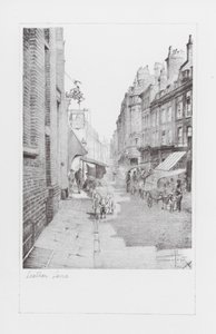 Ruelles de Londres : Leather Lane (litho) - Alan Stapleton