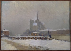 Notre-Dame de Paris, effet de neige, soir