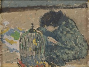 Femme au canari, vers 1892-94 (huile sur carton)