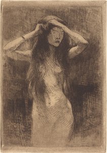 Jeune fille nue se peignant les cheveux - Albert Besnard