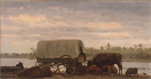 Nooning on the Platte, vers 1859 (huile sur papier marouflé sur toile) - Albert Bierstadt