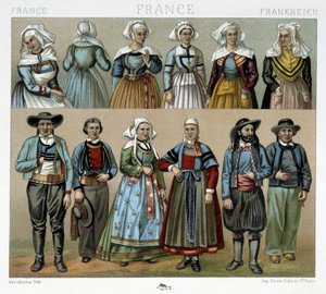 Costumes bretons du 19e siècle - dans « Le costume ancien et historique » par Racinet