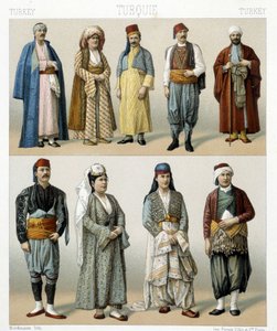Costumes turcs du 19ème siècle. Illustration dans « Le costume historique » de Racinet