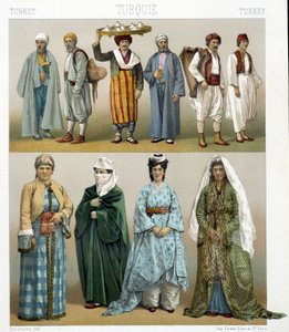 Costumes turcs du XIXe siècle. Illustration dans « Le costume historique » par Racinet