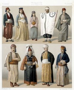 Costumes turcs du 19ème siècle. Illustration dans « Le costume historique » par Racinet