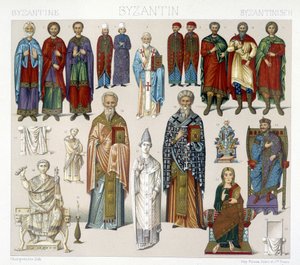 Costumes byzantins. Illustration dans « Le costume historique » par Racinet