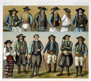 Costumes masculins du Finistère du 19e siècle - dans « Le costume ancien et historique » par Racinet