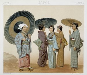 Costumes traditionnels des femmes japonaises. Illustration dans « Le costume historique » par Racinet