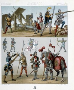 Guerriers au XVe siècle - dans « Le costume historique » par Racinet - Albert Charles August Racinet