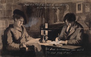 Julien Alden Weir et Albert Edelfelt dans leur atelier, au 5, rue du Pont de Lodi, à Paris - Albert Edelfelt
