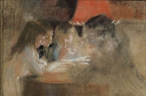 Les enfants de la famille Brandt (À la lueur de la lampe) - Albert Edelfelt