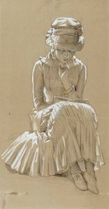 Jeune fille assise, étude pour « Sous les bouleaux » - Albert Edelfelt