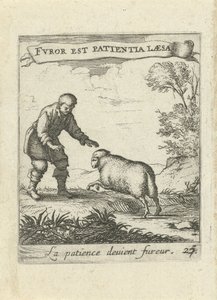 Paysage avec homme et mouton