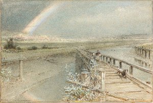 Arundel depuis le Pont Ferroviaire de Ford - Albert Goodwin