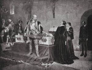 Le duc Charles insultant le cadavre de son ennemi Fleming - Albert Gustaf Aristides (after) Edelfelt