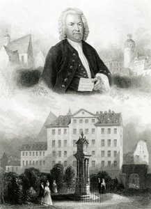 Portrait de Johann Sebastian Bach (1685-1750) et monument - Albert Henry Payne