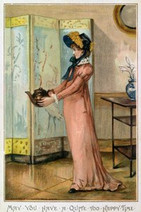 Que vous ayez un temps trop heureux, carte de Noël victorienne, publiée par Hildesheimer und Faulkner, Londres, vers 1880