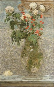 Chrysanthèmes blancs et baies rouges - Albert Joseph Moore