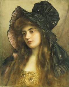 Une jeune beauté avec un chapeau noir