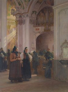 La fin de la messe à Einsiedeln - Albert Pierre Dawant