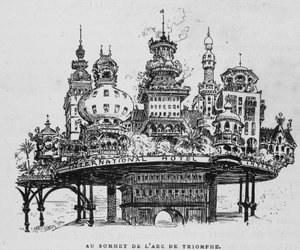 Gare centrale des avions à Notre-Dame - dans "Le 20e Siècle" par Robida