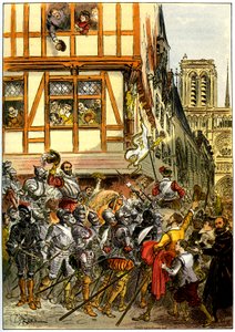Le roi Henri IV de France acclamé par la foule à son arrivée à Notre-Dame après la reddition de Paris le 22 mars