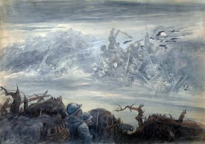 Le combat des ombres : poilus dans une tranchee imaginer un assaut par des soldats fantômes