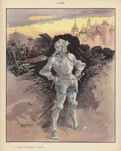 La Veille ; soldat en armure surveillant le siège d
